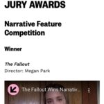 Megan Park Instagram - IS THIS REAL LIFE?! Fallout just won the grand jury prize for best film at @sxsw and I won the Brightcove Award for Director on the Rise. INSANE!!! Sharing these incredible honors with the entire cast, crew, team. Ty SXSW sm. I feel so honored, I couldn’t have done this alone. ❤️