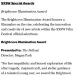 Megan Park Instagram - IS THIS REAL LIFE?! Fallout just won the grand jury prize for best film at @sxsw and I won the Brightcove Award for Director on the Rise. INSANE!!! Sharing these incredible honors with the entire cast, crew, team. Ty SXSW sm. I feel so honored, I couldn’t have done this alone. ❤️