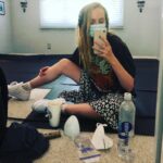 Megan Park Instagram - I started directing my first feature film last week. It’s also world breastfeeding week so I thought this picture of me pumping and eating a lactation cookie in between set ups was fitting. Pumping/feeding while working is really hard but women are gd queens and we can do it all?! I’m proud of us?! ❤️🤭😷 Los Angeles, California