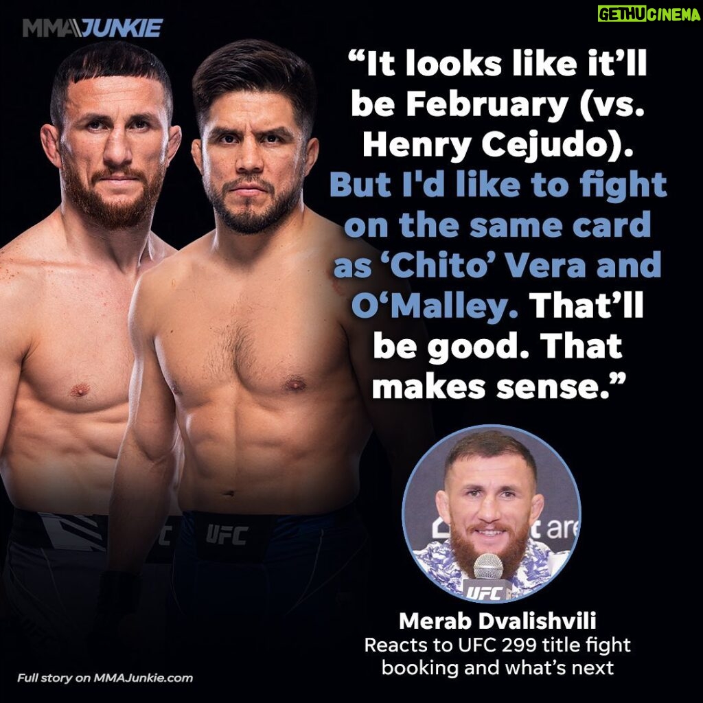 Merab Dvalishvili Instagram - Merab Dvalishvili wants to see Henry Cejudo on the same card as O’Malley vs. Chito #UFC299 (via @nolankingmma) 🔗 FULL INTERVIEW IN BIO