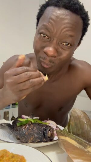 Michael Blackson Instagram - I just murdered that fish and this weekend I’ll be in Baltimore murdering the crowd at the comedy factory.