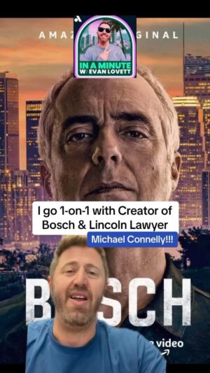 Michael Connelly Instagram - I go 1-on-1 with the creator of Bosch & The Lincoln Lawyer, Michael Connelly! The work of @michaelconnellybooks features Los Angeles as the MAIN character, and we delve into his origin story as well as the chance encounters in his real life that led to the creation of these two legendary characters. 

 ***LINK IN BIO*** 

#inaminutewithevanlovett #lainaminute #michaelconnelly #bosch #thelincolnlawyer #lincolnlawyer #losangeles#greenscreen #Inverted
