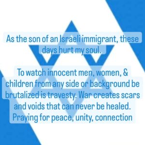 Michael Fishman Instagram - As the son of an Israeli immigrant, these days hurt my soul. To watch innocent men, women, & children from any side or background be brutalized is travesty. War creates scars and voids that can never be healed. Praying for peace, unity, connection
#Israel #Gaza #War