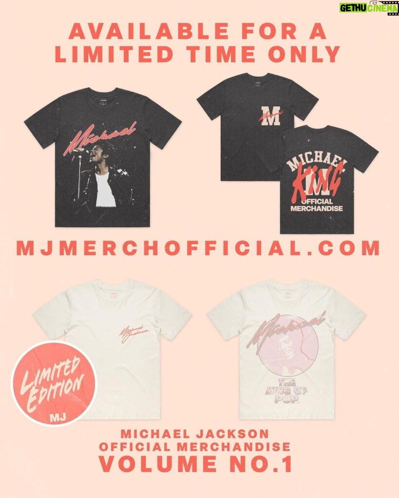 Michael Jackson Instagram - The all-new merchandise line has arrived! Dive into nostalgia with Volume 1 of our collection, now available exclusively online at MJMerchOfficial.com FOR A LIMITED TIME. Explore the magic, celebrate the music, and make a statement with iconic designs. Grab yours today!