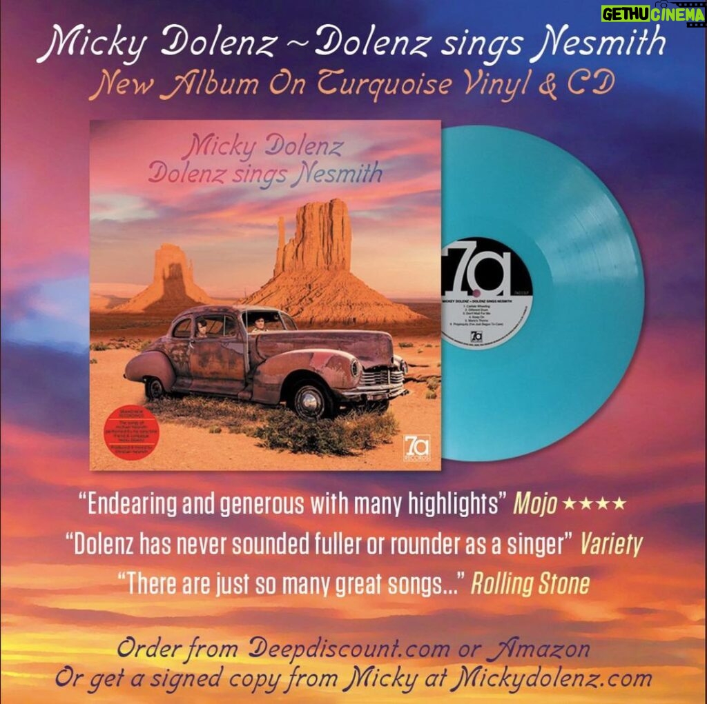 Micky Dolenz Instagram - The brand new Micky Dolenz album, "Dolenz Sings Nesmith" is available from deepdiscount.com and Amazon. Or you can get a signed copy straight from Micky: mickydolenz.com #dolenzsingsnesmith #mickydolenz #michaelnesmith @7arecords