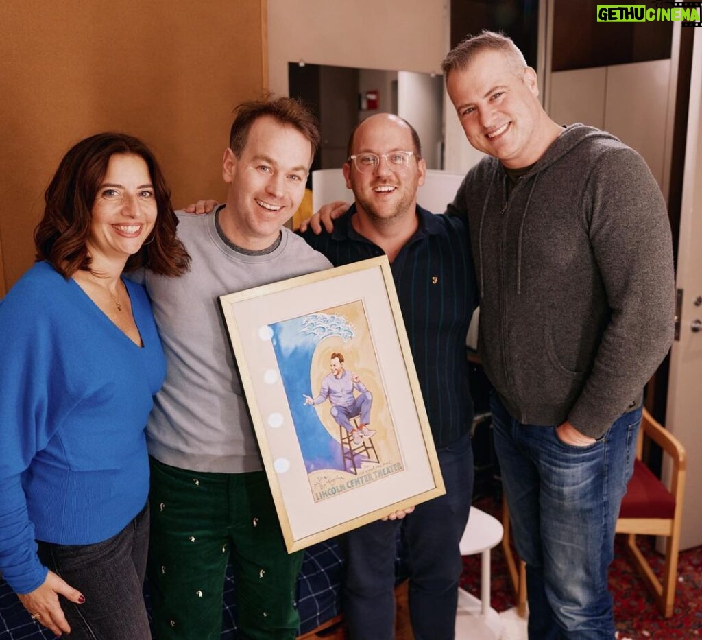 Mike Birbiglia Instagram - Possibly the best gift I’ve ever received? It’s an original @jamesmcmullanart. Every day at @lincolncenter for the last 3 months I have admired the show art by this tremendous artist on the walls. On my final night my producers gave me a painting they commissioned from James Mcmullan for our show. Thanks to @jfj4 @sdwags @gregnobile and @patrickt77. Incredible producers. Unimaginably cool experience. Thanks to everybody who helped make @oldmanpoolbway a reality. I will miss it so much. ❤️😢 (📸 by @emiliomadrid) Lincoln Center Theater