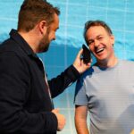 Mike Birbiglia Instagram - Old friends and new friends at the final weekend of “The Old Man & The Pool” in London. Also, my wife! . (📸 by @industria.studios) Wyndham's Theatre London
