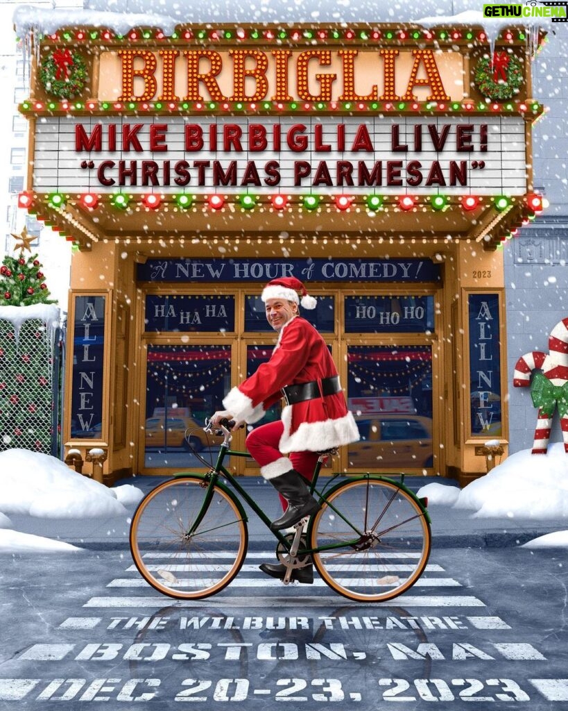 Mike Birbiglia Instagram - Friends! Great news for Christmas! (I know it’s July.) Right now is the pre-sale for my 4 shows in Boston which I’m calling “Christmas Parmesan.” The code is, of course, “Parm”. The show will be a new hour of jokes and stories at @the_wilbur theater and one of them is about Christmas. That’s all you need to know. It’ll be a blast. Get the tickets at birbigs.com. Tell your friends. Enjoy. Merry Christmas Parmesan. Wilbur Theater