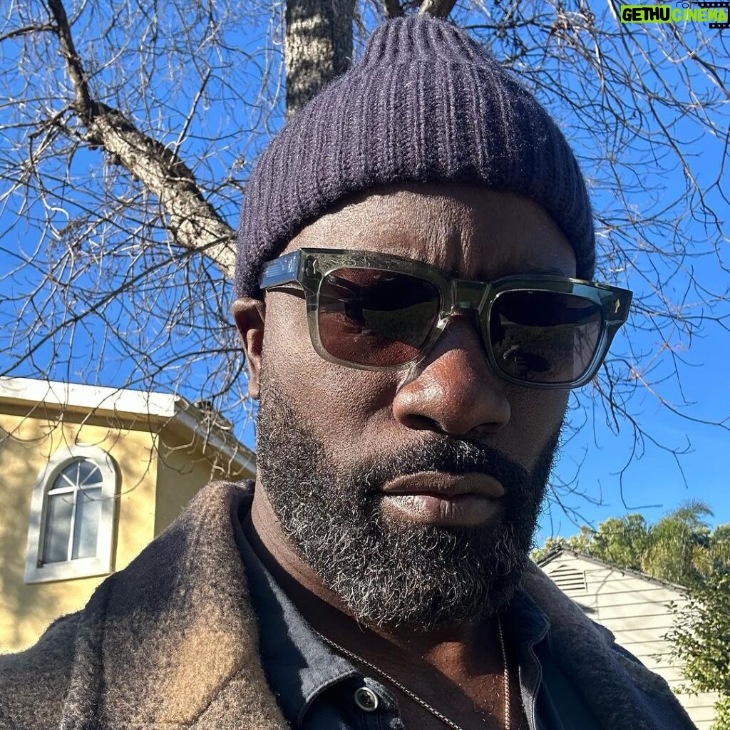 Mike Colter Instagram - I'm watching my dog do her business. Can you see it my sunglasses reflection? No? There are a lot of leaves on the ground. Now I can't find it. Where did she do her business? 🤔 Happy Friday😎 #doglover #happyfridayeveryone #beanieseason
