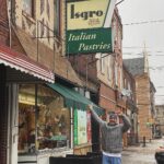 Mike Vogel Instagram - So, back up in Philly for the Eagles/Giants game tonight (go 🦅!). The big galoot taking the picture (in the mirror) is my buddy, former Eagles defensive lineman, @paulgrasmanis . I decided to take Paul to one of the oldest Italian bakeries in Philly, @isgro_pastries . We met Gus, the owner who we talked with for almost thirty minutes about the eagles and his experience making pastries for the pope, etc. I miss and love this city so much! But more importantly, I told Gus how much we need a bakery like his in Nashville. I would appreciate it if y’all would chime in and tell Gus that it’s time to open @isgro_pastries - Nashville! 😎. @philadelphiaeagles #gobirds🦅 #italia #eatmorepastries