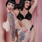 Miriam Veil Instagram - 💘 Happy Valentine’s Day 💘 Thank you @giuliahepburn for the cutes pictures of me and gorgeous @missy_fatale ♥️ For @bettiepagelingerie campaign 💋 #pinup #retroglam #vintagelingerie #bettiepage London, United Kingdom