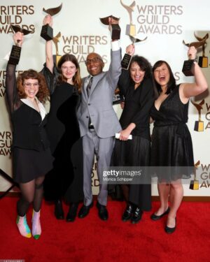 Mitra Jouhari Instagram - The Three Busy Debras writing staff won a WGA award tonight!!!!!! Our writers Evan Waite, Diana Tay, and Sarah Sherman made the show so much better every day and Sandy and Alyssa are my sick and perverted sisters for life. Every single person who worked on our crew elevated the jokes. I will simply shut up but what a sweet way to end our journey on this show. I love writing lol ❤️