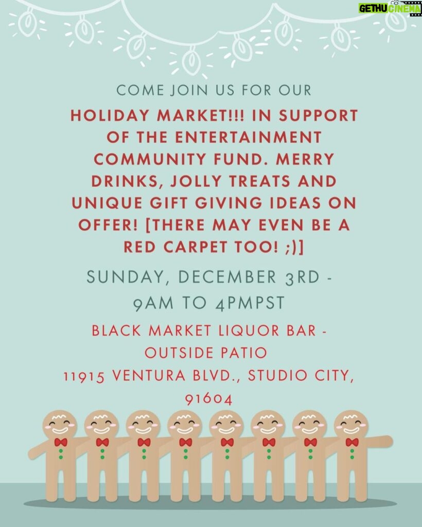 Mo Collins Instagram - Gearing up for our Holiday Market! I will have a garden of miniatures, hand painted hoop ornaments, and limited edition prints available. Info in pic #3!! To help benefit the multitude of people affected by the strike in our resilient and patient entertainment community. Come do some shopping!! ❤️ @mocollinsart #holidaymarket #blackmarketliquorbar #entertainmentcommunityfund #artists #artisan #holiday