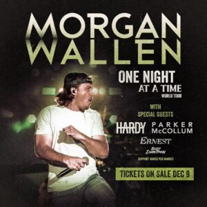 Morgan Wallen Instagram - One Night At A Time World Tour – Verified Fan Presale 12/7 
 
2023 is gonna be a special year… I got a lot in store for y’all and thought we’d start with this… make sure you head to my website morganwallen.com to sign up for verified fan to get your unique code for the pre-sale on Wed 12/7. VIP Packages will be available.
 
Verified Fan Pre-sale –– Wednesday 12/7 (US & Canada Only) *times vary per market
Fan Club Pre-sale –– Wednesday 12/7 (Australia & New Zealand Only) *times vary per market
Public on sale –– Friday 12/9 *times vary per market
 
Ready for y’all to hear what we’ve been working on so I’m dropping a few songs at midnight eastern time tonight. 
One Thing At A Time
Tennessee Fan
Days That End In Why