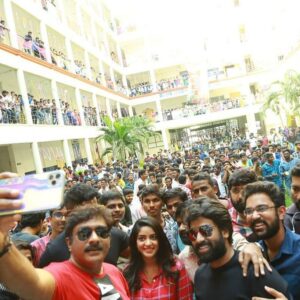 NAKSHATRA TRINAYANI Instagram - That was a huge lot of energy we could match on to 😍 at SRK College, Vijayawada.
.
.
.
Thank you everyone for showering all the crazy love 🤗 ❤ to our #Palasa1978 team 🥰
.
. .
@rakshit_11 @iamkarunakumar @lakshman.meesala.7 #TammareddyBharadwaja @thiruveer @dhyan_atluri @raghu.kunche @poetbb @lakshmibhupala @vincentarul @adityamusicindia @gskmedia_pr #vijayawada #srkcollege #Palasa1978promotions #collegetour #nakshatra