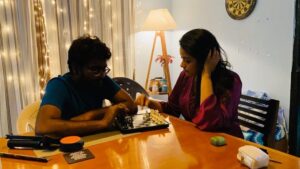 NAKSHATRA TRINAYANI Instagram - Kal raat ka masti😇
#nakshatra 
-
-
-
-
#tollywood #aftershoot #chess #feeling #likelike #players #🧐 #🤣🤣🤣
