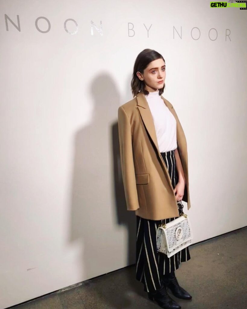 Natalia Dyer Instagram - yes definitely going to live in this blazer for a while thank you #noonbynoor #nyfw