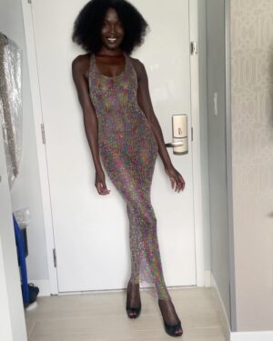 Natalia Fedner Instagram - Is there anyone more effortlessly gorgeous than @evangelianteros ?! 😍 Swipe through to see BTS from our fashion show fitting.

#bts #fitting #fashiondesigner #metalclothing #handmade #textilesesign #miamiswimweek