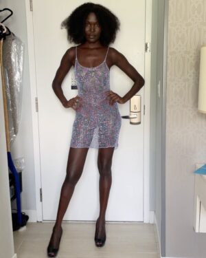 Natalia Fedner Instagram - Is there anyone more effortlessly gorgeous than @evangelianteros ?! 😍 Swipe through to see BTS from our fashion show fitting.

#bts #fitting #fashiondesigner #metalclothing #handmade #textilesesign #miamiswimweek