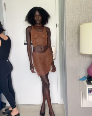 Natalia Fedner Instagram - Is there anyone more effortlessly gorgeous than @evangelianteros ?! 😍 Swipe through to see BTS from our fashion show fitting.

#bts #fitting #fashiondesigner #metalclothing #handmade #textilesesign #miamiswimweek