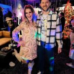 Natalie Stovall Instagram - My 90’s man and your 60’s gal ringing in 2024!! Thanks to @thejeristyles for having us🥂✨ And thanks to Mamma for the actual 60’s dress. Swipe to the end to see @prprmintpat wearing it the first time she took my big brother to church. 🥰🥰🥰 Also, make-up inspo obvi Priscilla Presley wedding photos. 💁🏼‍♀️