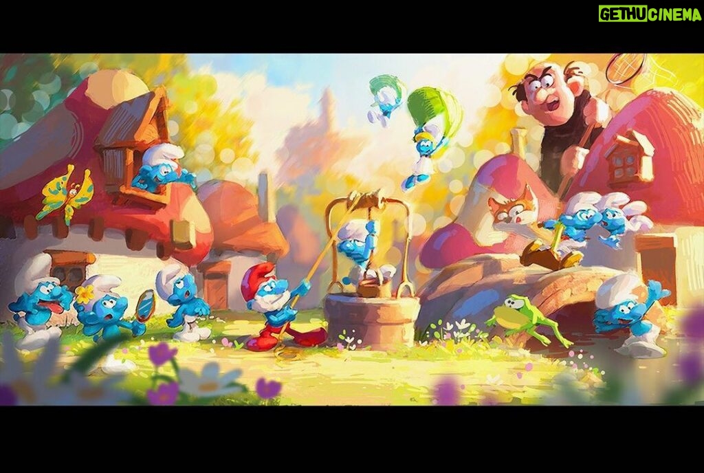 Naveen Selvanathan Instagram - Painted this color key for a triptych panel display at Sony for the movie SMURFS- The Lost Village . . . . #smurf #smurfsvillage #colorkey #smurfette #gargamel #artwork #naveenselvan Los Angeles, California