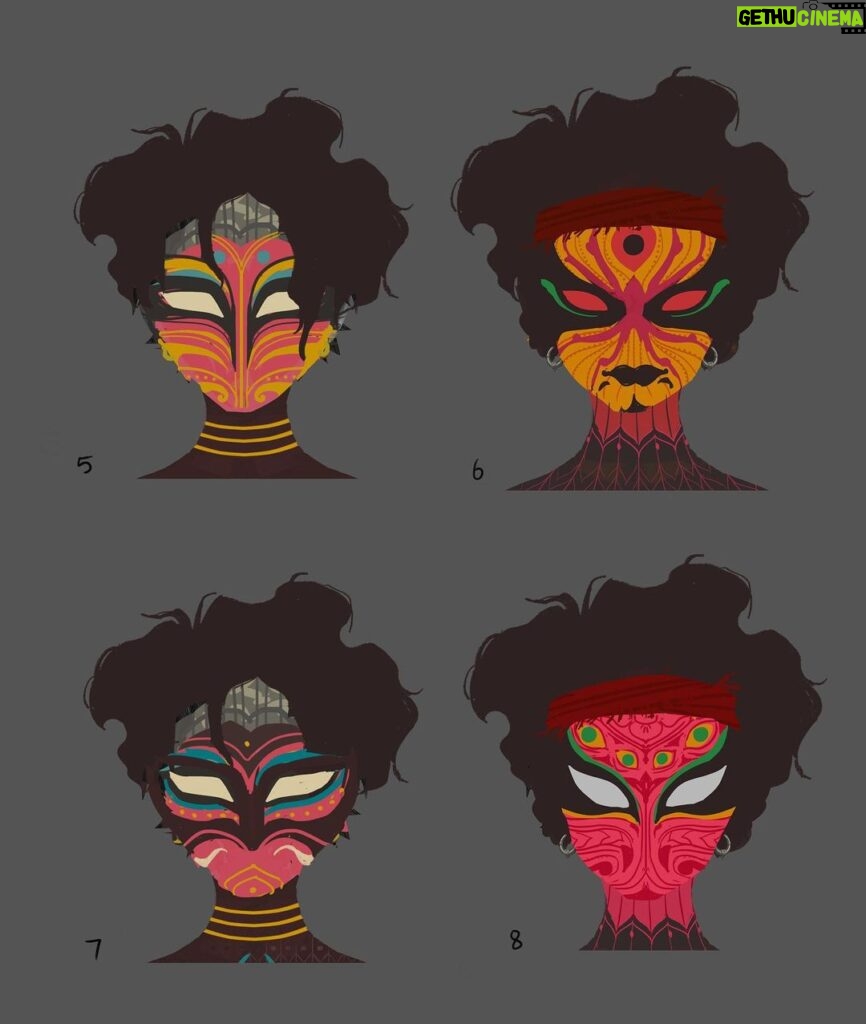 Naveen Selvanathan Instagram - Some mask options for Pavitr, again heavily inspired by the face paintings and ornaments of Theyyam, Yakshagana and Koothu. @spiderversemovie #indianspiderman #pavitrprabhakar