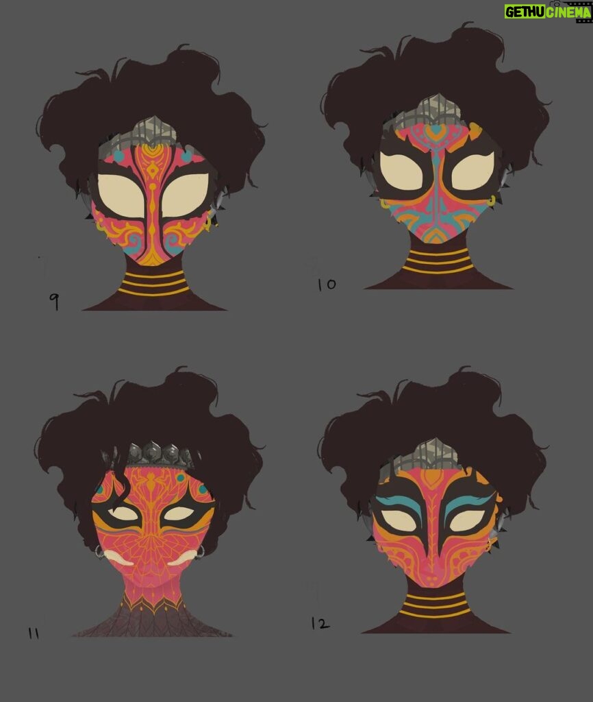 Naveen Selvanathan Instagram - Some mask options for Pavitr, again heavily inspired by the face paintings and ornaments of Theyyam, Yakshagana and Koothu. @spiderversemovie #indianspiderman #pavitrprabhakar