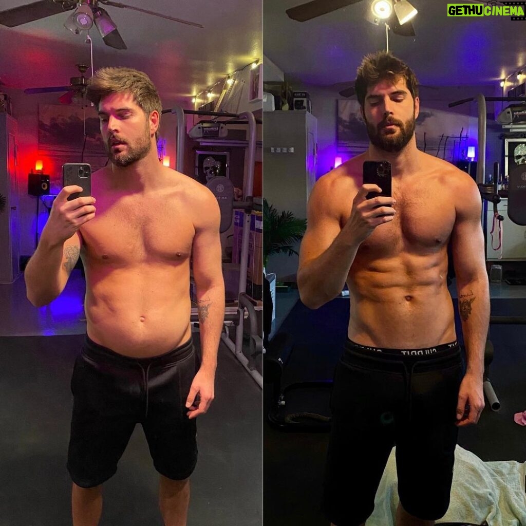 Nick Bateman Instagram - January vs Today. On the left probably the most out of shape that I’ve felt in a long time, post Holidays and recovering from Covid-19. Thankful to be back on track mentally and physically. 👊🏼 Los Angeles, California