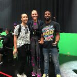 Nicole Kornet Instagram - I always envisioned meeting Michael B. Jordan in a skin tight space suit with dots on my face sporting a slicked back bun. Warner Bros. Studios