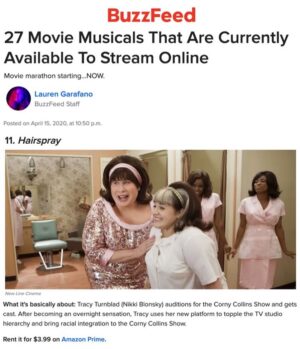 Nikki Blonsky Instagram - Thanks @buzzfeed for including #Hairspray in your roundup! 
What’s your favorite song from the movie?