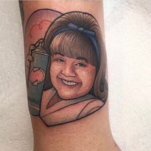 Nikki Blonsky Instagram - I’m speechless! It’s so well done and looks just like me! @punchypeaches  I love this! Thank you for being such a dedicated fan and for making my Tracy part of you and your life forever! May the spirit and love of Tracy forever be with you! Rock on girl! This is epic! #TracyTurnbladTattoo #MyFace #LoveIt #IMPermanent PS well done @ali_burke_tattoo !