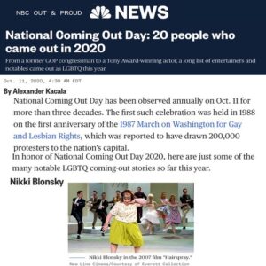 Nikki Blonsky Instagram - Thanks @nbcnews for including me in your round up for national coming out day! And well, if you don’t know, now you know...