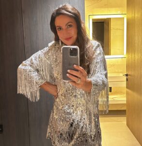 Norah Casey Instagram - #outout # diamanté themed gals night for Christmas … and I’m wearing the dress …. Normally I bottle it and go for black but what the heck… it’s that time of year for sparkles and there’s nothing better than a girls night out to celebrate another year of great friendship, laughter and fun #champrschristmasnight @lottieb72 @rachel.supple @val.quinn @michael_spillane1 @rachel.supple @carmel_breheny @emmacoppola67 @jeananntm #quorum 😂🙌 ✨