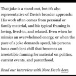 Nore Davis Instagram - Here’s “a classic Nore Davis joke” according to @vulture People do ask me “how do you describe your comedy?“ and I never know what to say but @kvanaren nailed it by saying “confident chill” Yep, that’s it. Finally I know now😭🙌🏾 Anyway, listen to them and pull up to @elysiantheater this Saturday 10pm! Come laugh and get a ノリー (Nori) comicbook! Ticket link in bio. 9/22 - 9/24 @dcimprov DC 10/7 @1upcomedy ATL 10/15 @thelincolnlodge CHI 10/16 @citywineryphil Philly 10/22 @unionhallny BK #noredavis #losangeles #la #standupcomedy