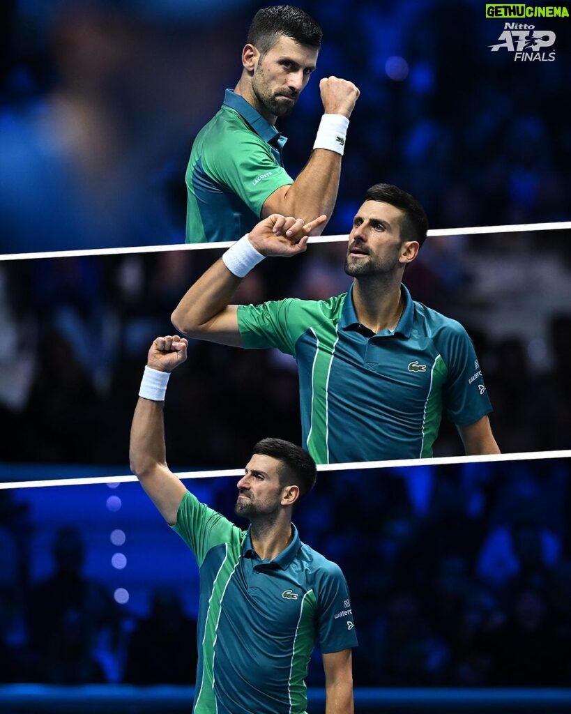 Novak Djokovic Instagram - LET. HIM. COOK. 🔥 @djokernole battles past Holger Rune in a 3 set thriller 7-6(4), 6-7(1), 6-3! #NittoATPFinals Turin, Italy