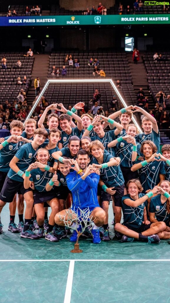 Novak Djokovic Instagram - The best ball kids in the world with The Boss 🎉 #RolexParisMasters Rolex Paris Masters