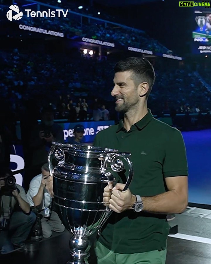 Novak Djokovic Instagram - The crown on the season 🏆 @djokernole lifts the Year-End ATP No.1 for the eighth time! 😄 . #tennis #tennistv #sports #instasport #nittoatpfinals #djokovic #novakdjokovic #number1 Turin, Italy