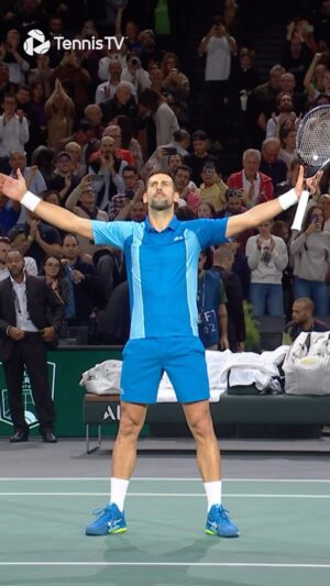 Novak Djokovic Instagram - Djokovic hits the Jude Bellingham celebration 🥶

#tennis #tennistv #atptour #rolexparismasters