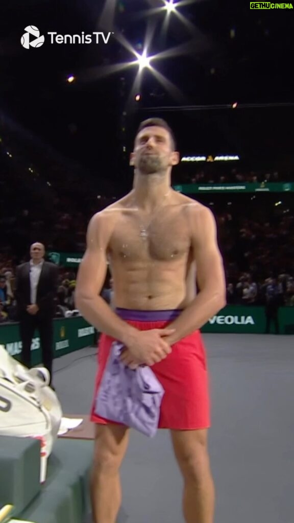 Novak Djokovic Instagram - Djokovic does the Ronaldo 💪 #tennis #tennistv #atptour #rolexparismasters #djokovic