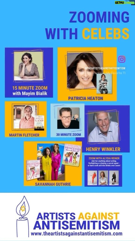 Patricia Heaton Instagram - Only a few hours left to bid! Please help us spread the light and keep it going with our Inaugural @theartistsagainstantisemitism Virtual Auction! Auction TODAY at 1pm PST / 4pm EST! Head up to the link in my bio or stories! #spreadthelight