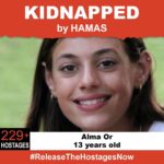 Patricia Heaton Instagram - On October 7th, 13-year old Alma was stolen from her family when Hamas terrorists invaded Israel. Alma is one of 229 hostages being held captive in Gaza in unknown conditions for over three weeks. She should be home with her family. Release Alma now! #ReleaseTheHostagesNow To see photos of all of the hostages and to share a poster yourself, please visit @kidnappedfromisrael @bringhomenow