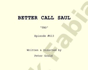 Patrick Fabian Instagram - Last one…..💙

Tonight….

Episode 613
“Saul Gone”
Written and Directed by
#PeterGould

#BetterCallSaul

🙏💙

@bettercallsaulamc 
@amc_tv 
@amcplus 
@sptv