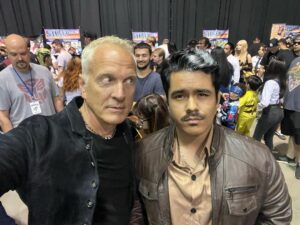 Patrick Fabian Instagram - Thanks to everyone who came out @stocktoncon to say hi……special shout out s to Lalo & Godzilla….and the HHM art and the RUSH Bear, and Cyborg Superman @originalfunko …..it was a whirlwind and a blast! 💙P

#stocktoncon #bettercallsaul #thelastexorcism  #dcanimatedmovies  #cyborgsuperman #xena #revyummypants