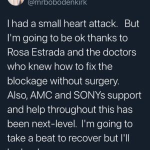 Patrick Fabian Instagram - Our friend is going to fine.
💙💙💙💙💙💙💙💙💙