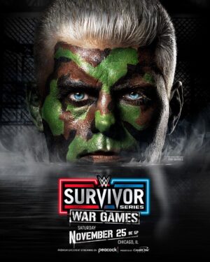 Paul Michael Lévesque Instagram - Let the games begin…

#SurvivorSeries: #WarGames descends upon Chicago’s @allstatearena on Saturday, Nov. 25, streaming live at 8e/5p @peacock @wwenetwork