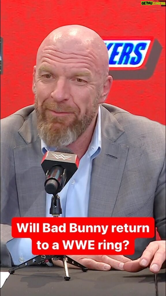 Paul Michael Lévesque Instagram - @tripleh says Bad Bunny has his number when asked if we can expect to see Bunny return to a WWE ring 👀 #WrestleMania