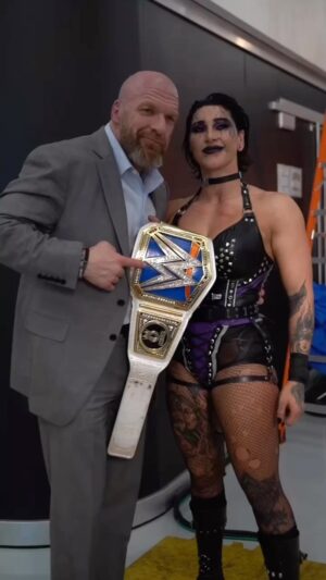 Paul Michael Lévesque Instagram - A championship battle for the ages. Welcome to the mountain top, @rhearipley_wwe. #WrestleMania