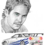 Paul Walker Instagram - We’re loving this #PaulWalkerArt by @sketchmanix featuring the Nissan Skyline from #2Fast2Furious! ✏️ #FanArtFriday #TeamPW