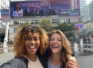 Paula Brancati Instagram - Seeing your bestie on a billboard is nothing short of thrilling! It was a delight to get to join @therealvinessaantoine and the wonderful @diggstowncbc team for their season finale airing tonight at 9pm on @cbcgem. Spoiler, I wear a blazer for the first time in my 30s